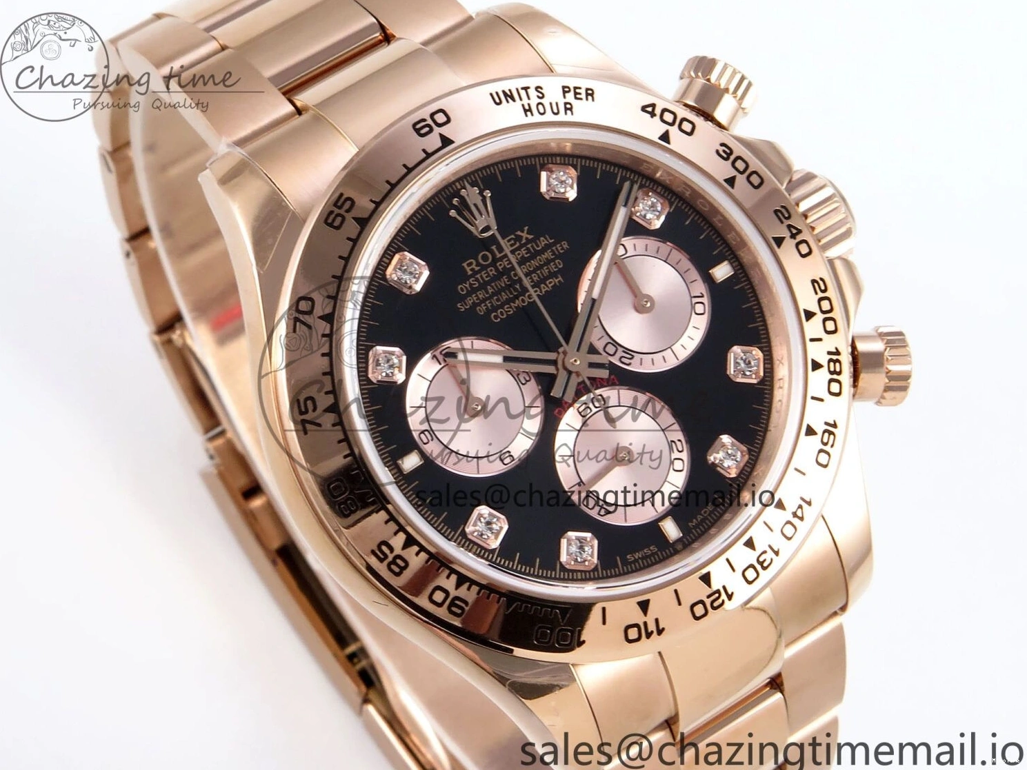 MiroTime 0215 EyeCatching Daytona 126505 QF 1:1 Best Edition Black RG Diamonds Dial on RG Braclet SH4131 V 715